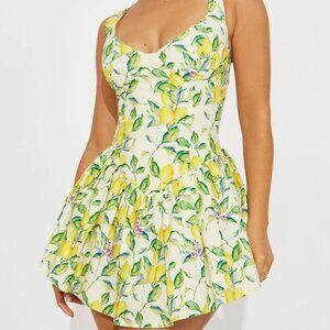 Caitlyn Lemon Micro Mini Dress